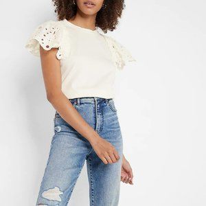 *NWT* Express Eyelet Ruffle Sleeve Tee